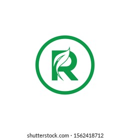 Initial Leaf Letter R Modern Alphabet Circle Logo Vector. Circle Leaf Letter Logo.