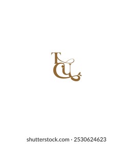 initial leaf line TU monogram wedding concept letter modern organic logo