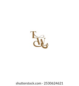 initial leaf line TW monogram wedding concept letter modern organic logo