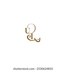 initial leaf line UL monogram wedding concept letter modern organic logo