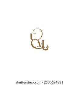 initial leaf line UM monogram wedding concept letter modern organic logo