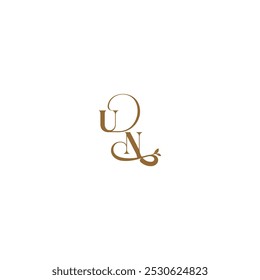 initial leaf line UN monogram wedding concept letter modern organic logo