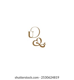 initial leaf line UQ monogram wedding concept letter modern organic logo