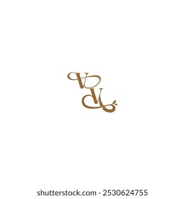 initial leaf line VV monogram wedding concept letter modern organic logo