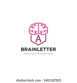 initial leter a brain logo vector illustration design template