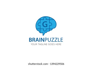 initial leter g brain logo vector illustration design template