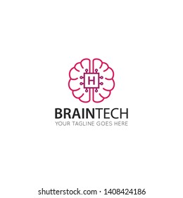 Initial Leter H Brain Logo And Icon Vector Illustration Design Template