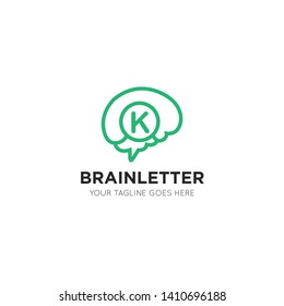 initial leter k brain logo and icon vector illustration design template