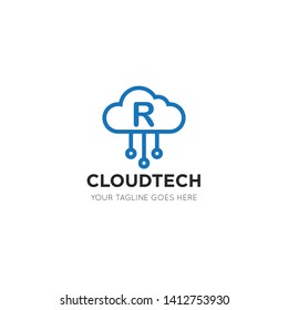 initial leter r cloud logo and icon vector illustration design template