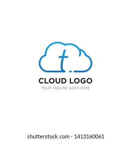 initial leter t cloud logo and icon vector illustration design template