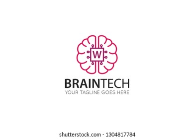 initial leter w brain logo vector illustration design template
