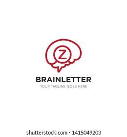 initial leter z brain logo and icon vector illustration design template