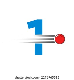 Initial Letter 1 Bowling Logo. Bowling Ball Symbol Vector Template