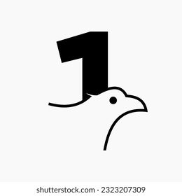 Initial Letter 1 Eagle Logo Design. Transportation Symbol Vector Template