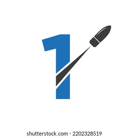 Letra inicial 1 Modelo De Vector De Logotipo De Bala De Shot Bullet Concepto De Logotipo De Defensa