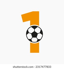 Initial Letter 1 Soccer Logo. Football Logo Design Vector Template