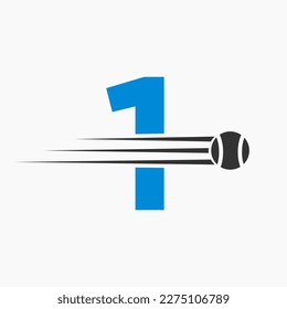 Initial Letter 1 Tennis Logo. Tennis Sports Logotype Symbol