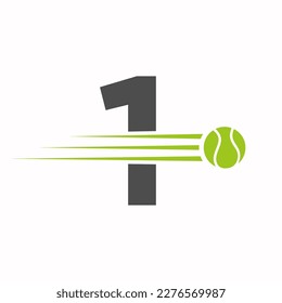 Logo De La Letra Inicial 1 De Tenis. Plantilla de símbolos de logotipo deportivo de tenis