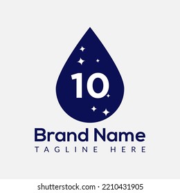 Initial Letter 10 Wash Logo, Drop and Wash Combination. Drop logo, Wash, Clean, Fresh,Water Template