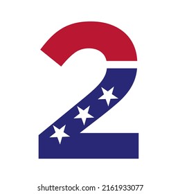 Initial Letter 2 American Logo for Business, Corporate and Company Identity. USA American Logo on Letter 2 Vector Template