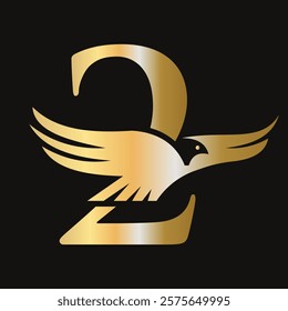 Initial Letter 2 Flying Eagle Logo Concept For Speed Icon and Transportation Symbol Vector Sign