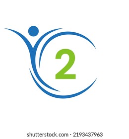 Initial Letter 2 Healthcare Logo. Doctor Logo Sign, Medical Pharmacy Plus Symbol Design