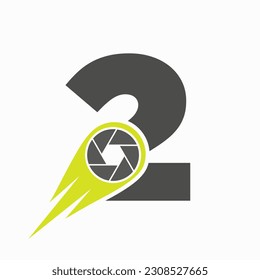 Initial Letter 2 Photography Logo Camera Lens Concept. Photography Symbol Template