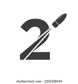 Letra inicial 2 Modelo De Vector De Logotipo De Bullet De Shot 2 Concepto De Logotipo De Defensa