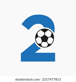 Logo de la carta inicial 2 de fútbol. Plantilla de vectores de diseño de logotipo de fútbol