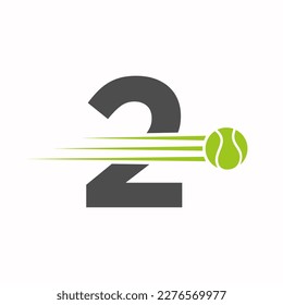 Initial Letter 2 Tennis Logo. Tennis Sports Logotype Symbol Template