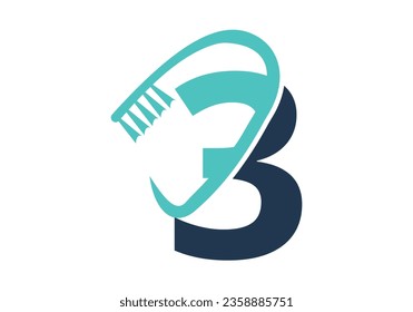 Initial Letter 3 Dental Logo Combine With Tooth Brush Symbol. Dental Care logo designs vector Template