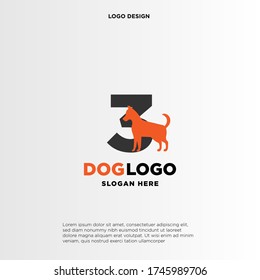Letra Inicial 3 Vector De Diseño De Perro Y Nombre De Icono.