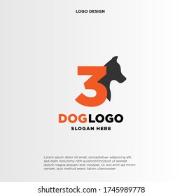 Initial Letter 3 Dog Logo Design Template