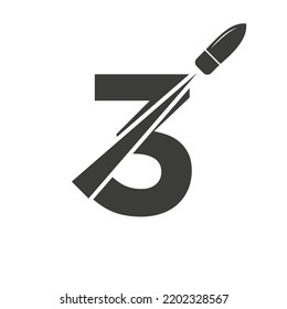 Letra inicial 3 Modelo De Vector De Logotipo De Bullet De Shot Para Logotipo De Defensa