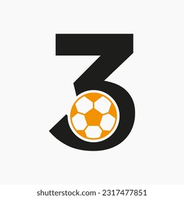 Initial Letter 3 Soccer Logo. Football Logo Design Vector Template