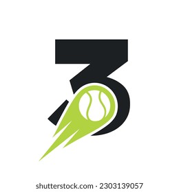 Initial Letter 3 Tennis Club Logo Design Template. Tennis Sport Academy, Club Logo