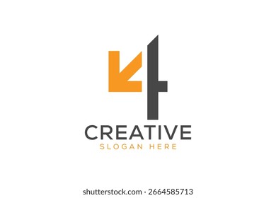 letra inicial 4 seta logotipo vetor modelo de design moderno