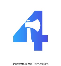 Initial Letter 4 Axe Logo Design Vector Template. Axe Logo Symbol
