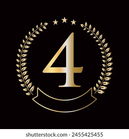 Initial Letter 4 Logo Concept For Education, University And Academy Symbol