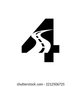 Logo De La Letra Inicial 4 Road Para Plantilla De Vector De Signos De Viaje Y Transporte