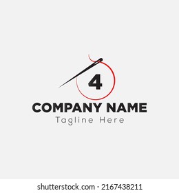 Initial Letter 4 Tailor Logo, Needle and Thread Combination. Needle logo, Embroider, Textile, Fashion, Cloth, Fabric Template