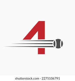 Initial Letter 4 Tennis Logo. Tennis Sports Logotype Symbol