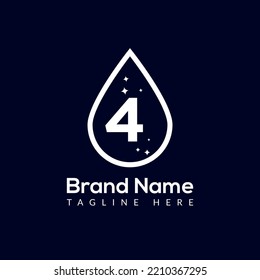 Initial Letter 4 Wash Logo, Drop and Wash Combination. Drop logo, Wash, Clean, Fresh, Water Template