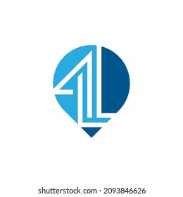 initial letter 4L logo vector blue color