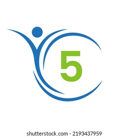 Initial Letter 5 Healthcare Logo. Doctor Logo Sign, Medical Pharmacy Plus Symbol Design