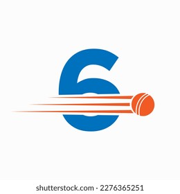 Initial Letter 6 Cricket Logo Concept With Ball Icon For Cricket Club Symbol