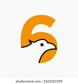 Initial Letter 6 Eagle Logo Design. Transportation Symbol Vector Template