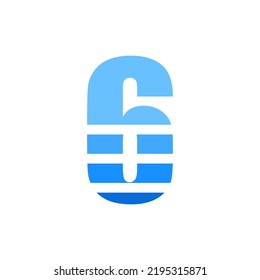 Plantilla de diseño del logotipo de la carta inicial 6. Diseño de logotipo de 6 letras con un estilo de gradiente creativo y moderno
