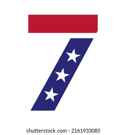 Logotipo de la carta inicial 7 estadounidense para identidad empresarial, corporativa y de empresa. Logotipo estadounidense en la plantilla de vector carta 7
