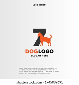 Initial Letter 7 Dog Logo And Icon Name Dog Design Vector.